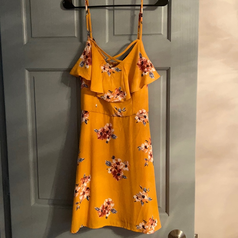 Mustard floral summer dress